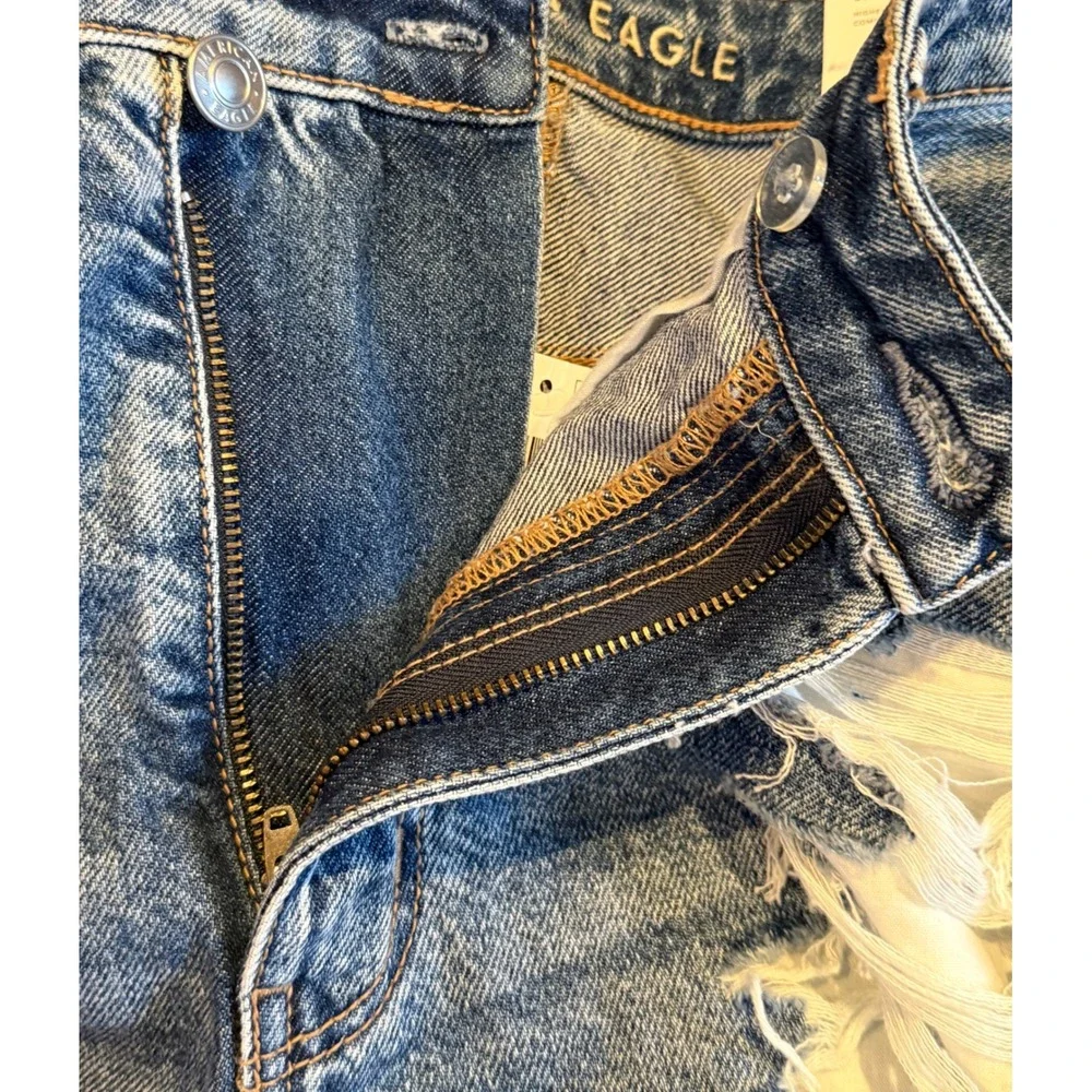 NWT American Eagle Womens 12 High Waisted Baggy Denim Shorts Boho Festival Y2K